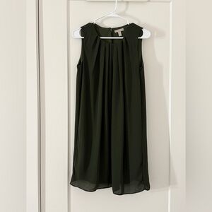 H&M Sleeveless Pleated A-Line Dress - Dark Olive Green